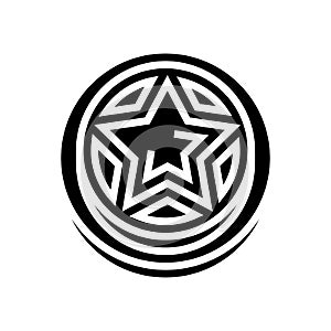 star game achievement medal glyph icon vector illustration