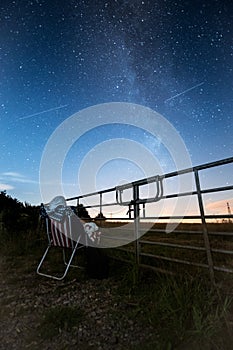 Star gazing woman watches the milky way