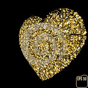 Star glitter gold sequin in heart shape isolated on black background - love and valentine concept, Heart At Gunpoint