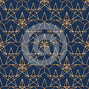 Star gold line symmetry seamless pattern