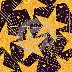 Star golden glitter big seamless pattern