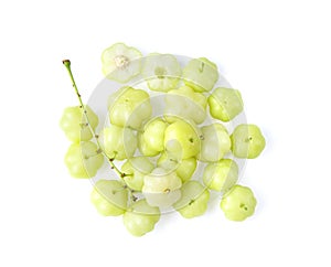 Star gooseberry with leaf isolated on white background.