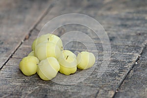 Star gooseberry on wooden table