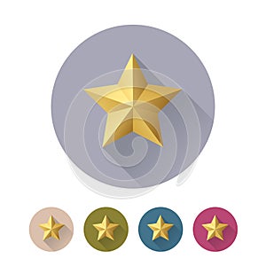 Star icon in flat style. Vector star flat sign set.