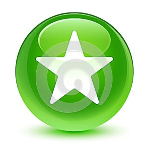 Star icon glassy green round button