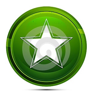 Star icon glassy green round button illustration