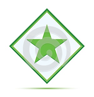 Star icon modern abstract green diamond button