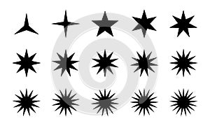 Star icon set collection in flat style. Sun sign symbol vector