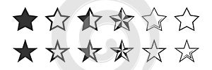 Star icon set. vector graphic symbol illustration isolated. black shape on white background. award trendy design ui