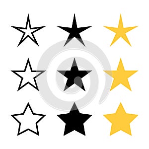 Star icon vector set collection in flat style. Rate symbol in different variation