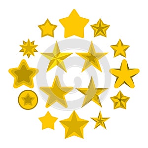 Star icons set, flat ctyle