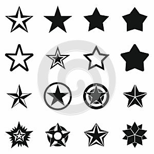 Star icons set, simple style