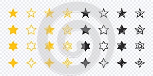 Star icons set. Yellow and black star icons. Vector scalable graphics