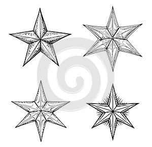 Star icons. Twinkling stars. Sparkles, shining burst. Christmas vector symbols