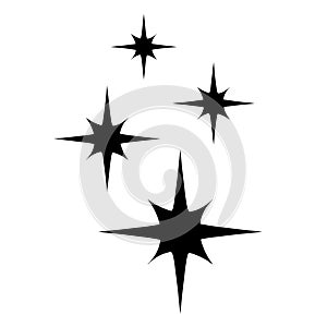 Star icons. Twinkling stars. Sparkles, shining burst. Christmas vector symbols isolated