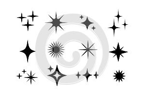 Star icons. twinkling stars. sparkles, shining burst. vector symbols isolated