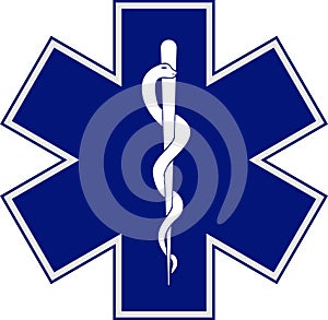 Star of Life Medical Logo, Ambulance logo, Pharmacy sign, Medical sign, Medical symbol, Star of Life Blue