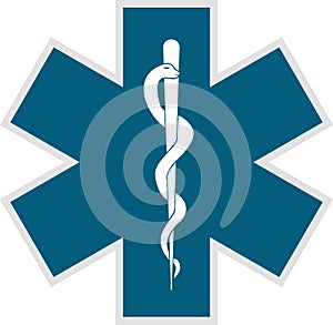 Star of Life Medical Logo, Ambulance logo, Pharmacy sign, Medical sign, Medical symbol, Star of Life Blue