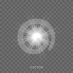 Star light shine, glitter glow flash sparks on transparent background. Vector bright sparkles and starlight shiny rays lens flare