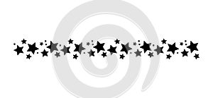 Star line divider silhouette. Simple vector illustration isolated on white background. Decorative design element, border, pattern