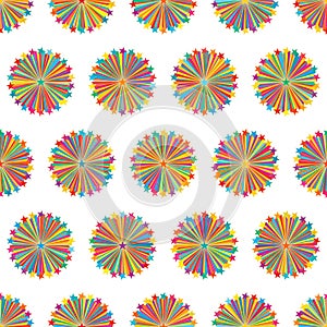 Star line ray colorful symmetry seamless pattern