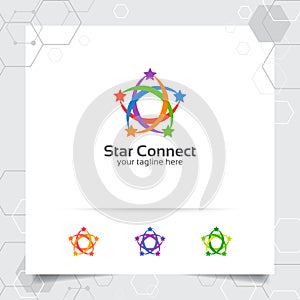 Star logo design concept of connected loop symbol , colorful star vector logo used for finance, accounting and consulting