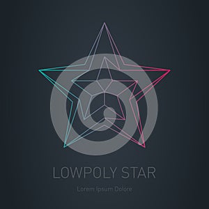 Star logo. Low poly impossible figure. Vector Lowpoly logotype photo