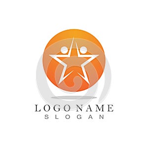 Star logo success people template vector icon illustration design.