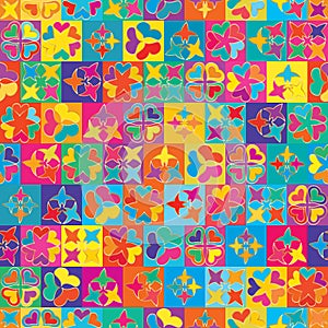 Star love small colorful symmetry seamless pattern