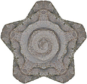 Star made of stone isolate on white background. clipping path