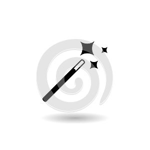 Star magic wand icon logo with shadow