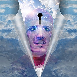 Star man with keyhole head