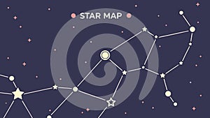 Star map constellation, celestial navigation chart vector design Generative AI