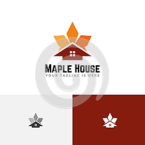 Star Maple Leaf House Home Autumn Fall Season Realty Logo
