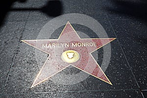 Star of MARILYN MONROE on Hollywood Walk of Fame in Hollywood Boulevard, Los Angeles, California