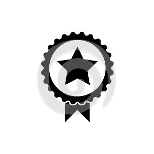 Star medal solid icon black