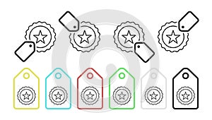 Star medal vector icon in tag set illustration for ui and ux, website or mobile application cooking street food doner