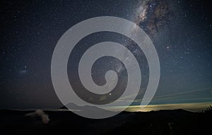 Star and Milky way over Bromo active volcano in Bromo Tengger Semeru National Park,  East Java, Indonesia