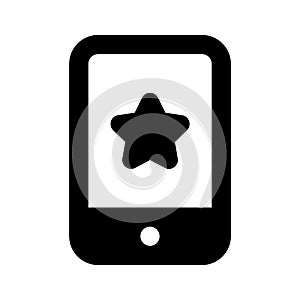 Star on mobile screen showing concept icon of online rating