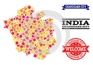 Star Mosaic Map of Chandigarh City and Rubber Stamps