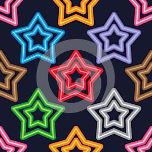 Star neon light symmetry seamless pattern