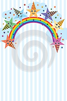 Star party hat cartoon half rainbow vertical