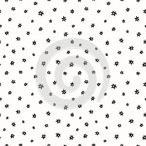 Star pattern background. Cute black and white vector seamless repeat design.