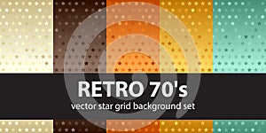 Star pattern set Retro 70s. Vector seamless backgrounds