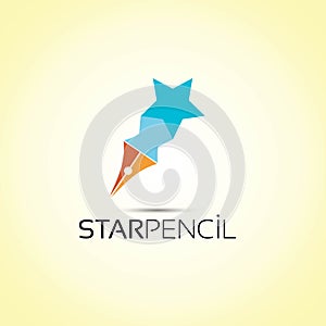 Star Pen Pencil Vector Logo