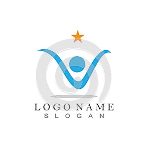 Star people logo success vector template.