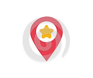 Star pin flat icon. Favorite place map pointer. Map pointer with star.