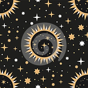Star planet space seamless pattern.