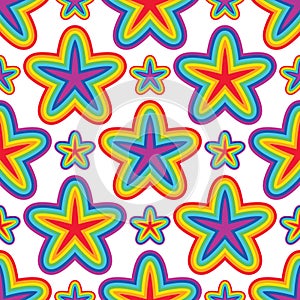 Star rainbow flower symmetry seamless pattern