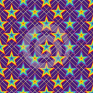 Star rainbow stripe symmetry diamond seamless pattern
